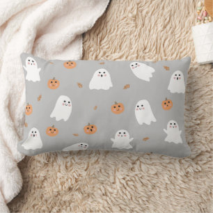 Schattigee Ghost & Pumpkin Grey Halloween Pattern Kussen