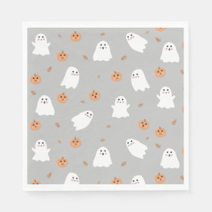Schattigee Ghost & Pumpkin Grey Halloween Pattern Servet