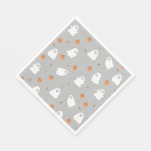 Schattigee Ghost & Pumpkin Grey Halloween Pattern Servet (Hoek)