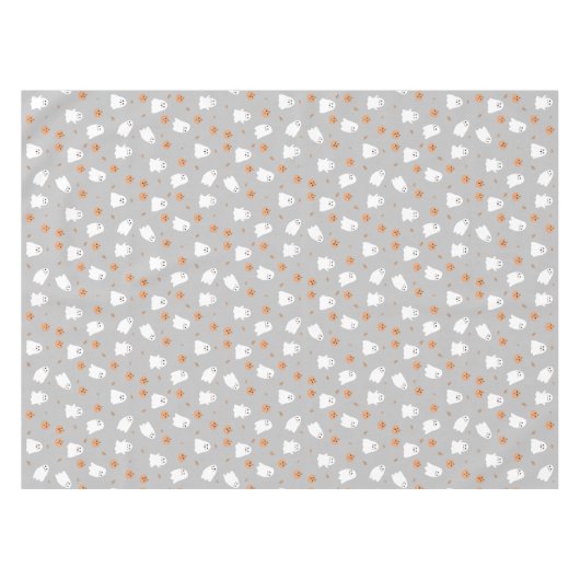 Schattigee Ghost & Pumpkin Grey Halloween Pattern Tafelkleed (Voorkant (Horizontaal))