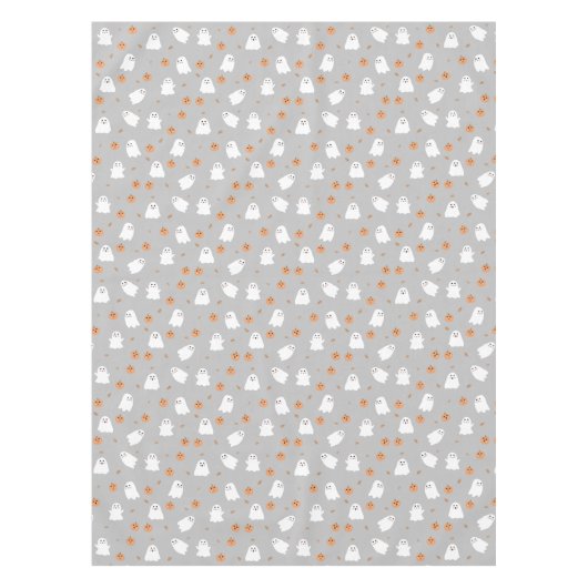 Schattigee Ghost & Pumpkin Grey Halloween Pattern Tafelkleed (Voorkant)