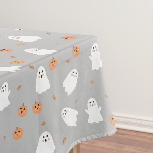 Schattigee Ghost & Pumpkin Grey Halloween Pattern Tafelkleed (Voorbeeld)