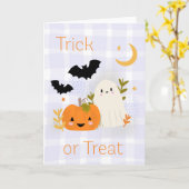 Schattigee Ghost & Pumpkin Halloween Herfst Trick  Kaart (Gele Bloem)
