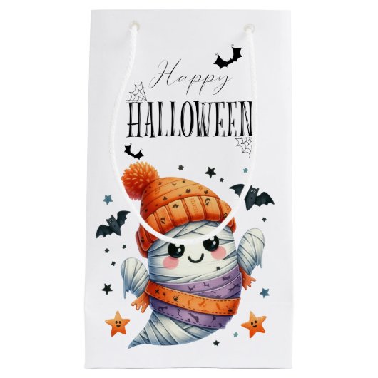 Schattigee Ghost Pumpkin Halloween Holiday Klein Cadeauzakje (Voorkant)