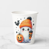 Schattigee Ghost Pumpkin Halloween Holiday Papieren Bekers (Achterkant)