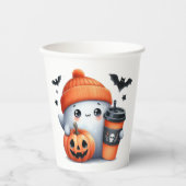 Schattigee Ghost Pumpkin Halloween Holiday Papieren Bekers (Voorkant)