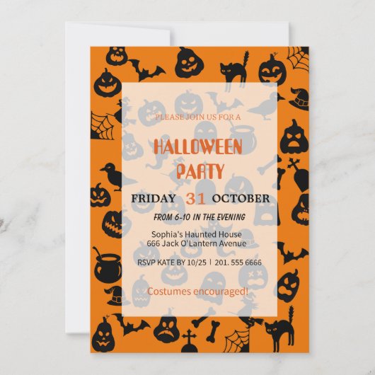 Schattigee Ghost & Pumpkin Halloween Kaart (Voorkant)