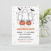 Schattigee Ghost & Pumpkin Halloween Kaart (Staand voorkant)