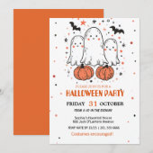 Schattigee Ghost & Pumpkin Halloween Kaart (Voorkant / Achterkant)