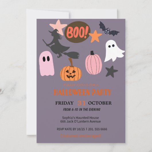 Schattigee Ghost & Pumpkin Halloween Kaart (Voorkant)
