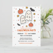 Schattigee Ghost & Pumpkin Halloween Kaart (Staand voorkant)