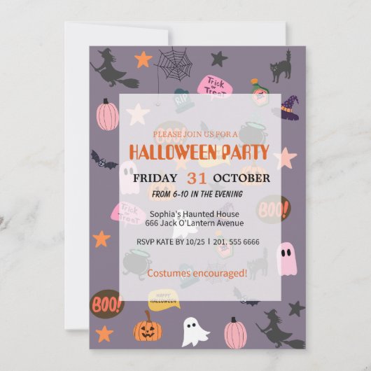 Schattigee Ghost & Pumpkin Halloween Kaart (Voorkant)