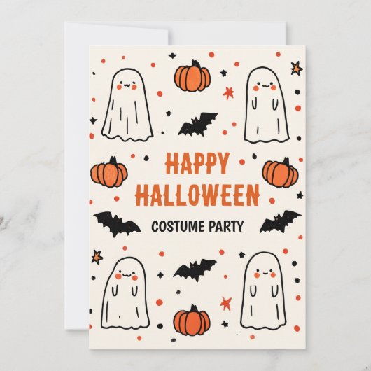 Schattigee Ghost & Pumpkin Halloween Kaart (Voorkant)