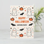 Schattigee Ghost & Pumpkin Halloween Kaart (Staand voorkant)