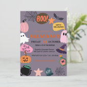 Schattigee Ghost & Pumpkin Halloween Kaart (Staand voorkant)