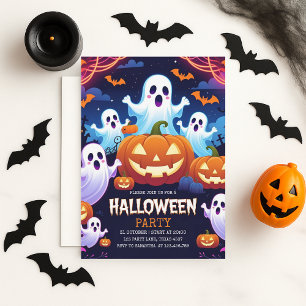 Schattigee Ghost & Pumpkin Halloween Kinder Partij Feestdagenkaart