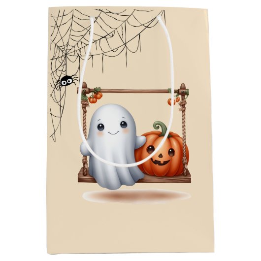 Schattigee Ghost Pumpkin Halloween Medium Cadeauzakje (Voorkant)