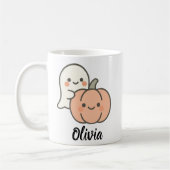 Schattigee Ghost Pumpkin Halloween Mok Gepersonali (Links)