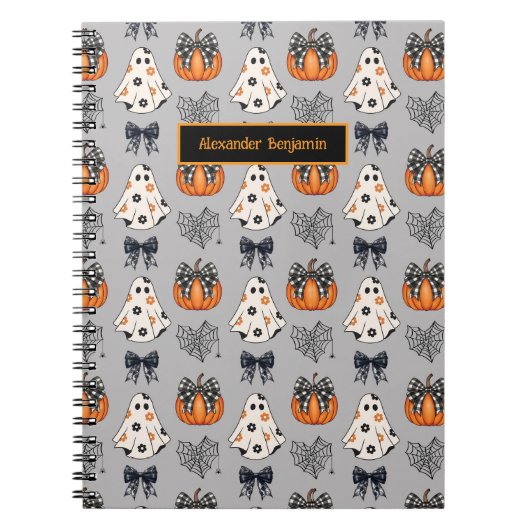 Schattigee Ghost Pumpkin Halloween Notitieboek (Voorkant)