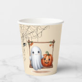 Schattigee Ghost Pumpkin Halloween Papieren Bekers (Voorkant)