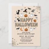 Schattigee Ghost & Pumpkin Halloween Party Kaart (Voorkant)