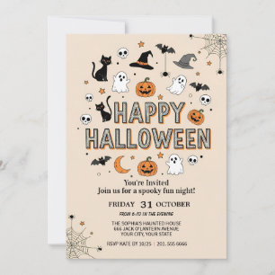 Schattigee Ghost & Pumpkin Halloween Party Kaart