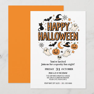 Schattigee Ghost & Pumpkin Halloween Party Kaart