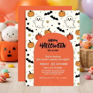 Schattigee Ghost & Pumpkin Halloween Party Kaart