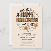 Schattigee Ghost & Pumpkin Halloween Party Kaart (Voorkant)