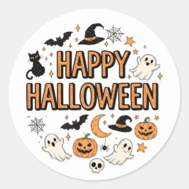 Schattigee Ghost & Pumpkin Halloween Party Ronde Sticker