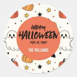 Schattigee Ghost & Pumpkin Halloween Party Ronde Sticker