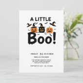 Schattigee Ghost & Pumpkin Halloween Party Uitnodi Kaart (Staand voorkant)