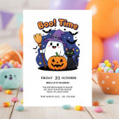 Schattigee Ghost & Pumpkin Halloween Party Uitnodi Kaart