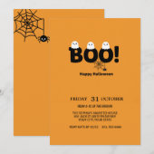 Schattigee Ghost & Pumpkin Halloween Party Uitnodi Kaart (Voorkant / Achterkant)