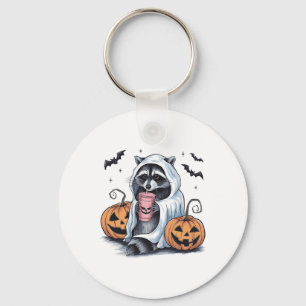 Schattigee Ghost Pumpkin Halloween Raccoon Kostuum Sleutelhanger