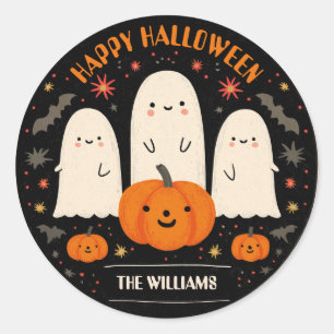 Schattigee Ghost & Pumpkin Halloween Ronde Sticker