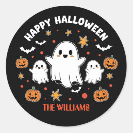 Schattigee Ghost & Pumpkin Halloween Ronde Sticker