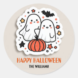 Schattigee Ghost & Pumpkin Halloween Ronde Sticker