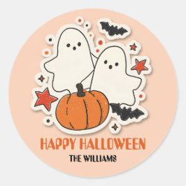 Schattigee Ghost & Pumpkin Halloween Ronde Sticker