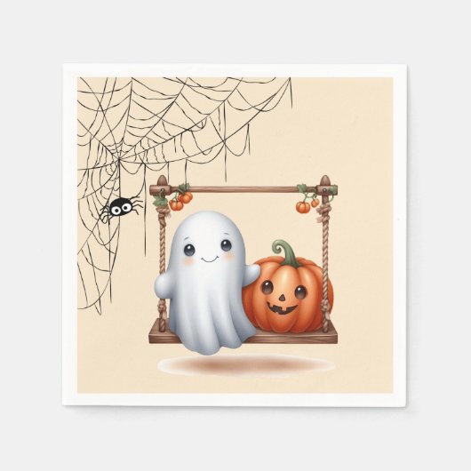 Schattigee Ghost Pumpkin Halloween Servet (Voorkant)