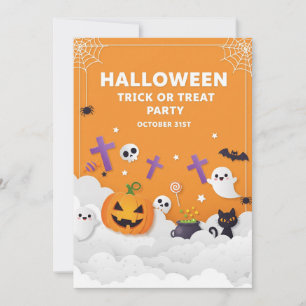 Schattigee Ghost & Pumpkin Halloween Uitnodiging