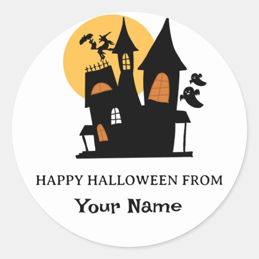 Schattigee Ghost Pumpkin Happy Halloween gepersona Ronde Sticker (Voorkant)