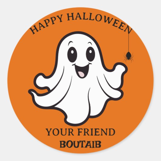 Schattigee Ghost Pumpkin Happy Halloween gepersona Ronde Sticker (Voorkant)