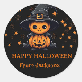 Schattigee Ghost Pumpkin Happy Halloween gepersona Ronde Sticker