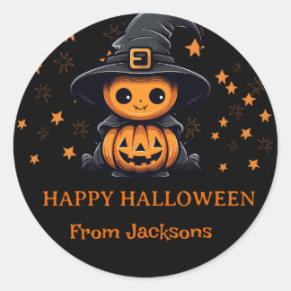 Schattigee Ghost Pumpkin Happy Halloween gepersona Ronde Sticker