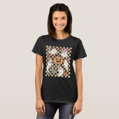 Schattigee Ghost Pumpkin Retro Halloween T-shirt (Voorkant volledig)