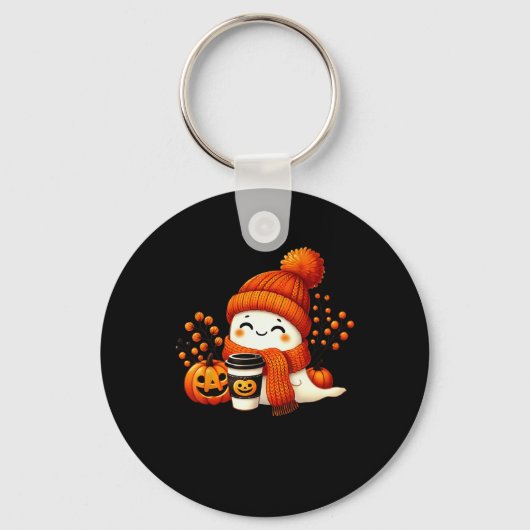 Schattigee Ghost Pumpkin Spice Cup Halloween Herfs Sleutelhanger (Voorkant)