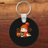 Schattigee Ghost Pumpkin Spice Cup Halloween Herfs Sleutelhanger (Voorkant)