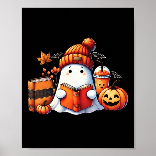 Schattigee Ghost Reading Book Lovers Halloween Gho Poster (Voorkant)