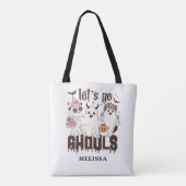 Schattigee Ghost Retro Halloween Let's Go Ghouls Tote Bag (Achterkant)